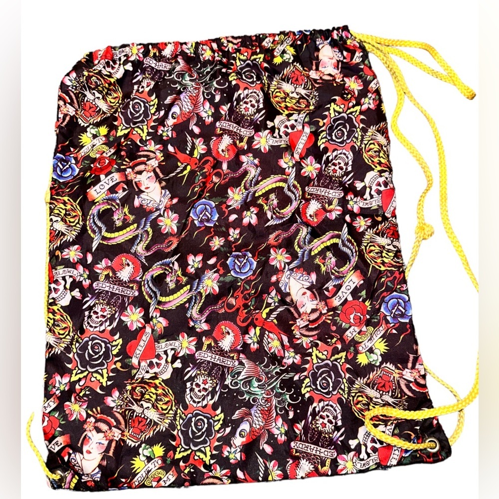 Ed Hardy- “Love Kills Slowly” Sling Drawstring Backpack- GUC